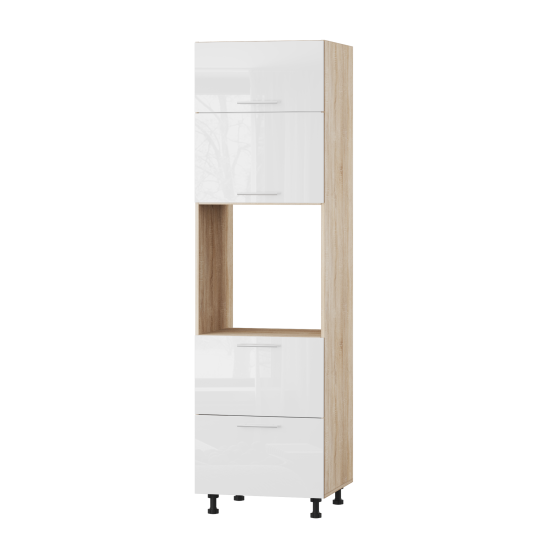 Корпус Стандарт дуб сонома, фасад Стандарт білий глянець 725.SM-HK-XS 60x214x56