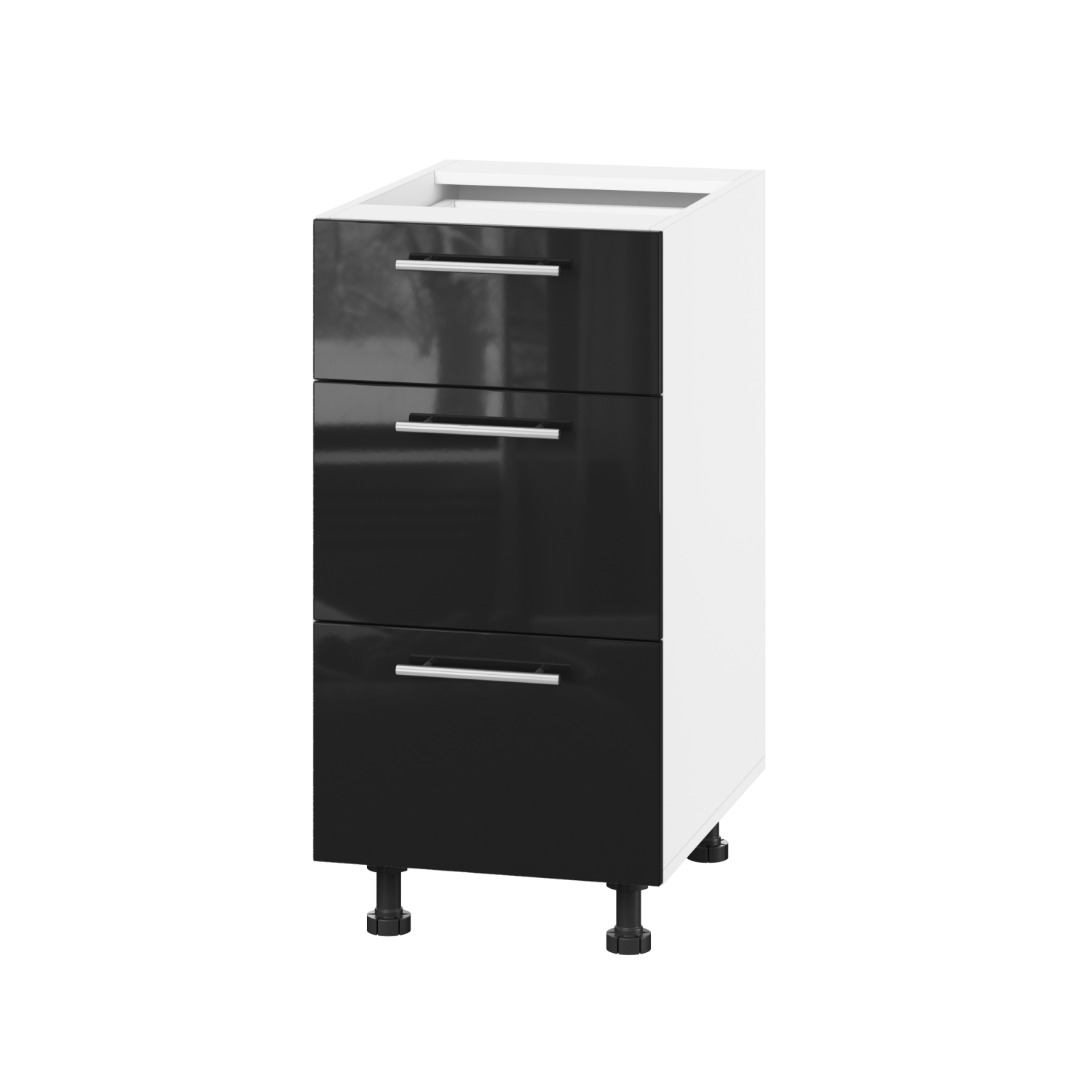 Корпус Стандарт білий, фасад Стандарт чорний глянець 131Q. 40х72х52