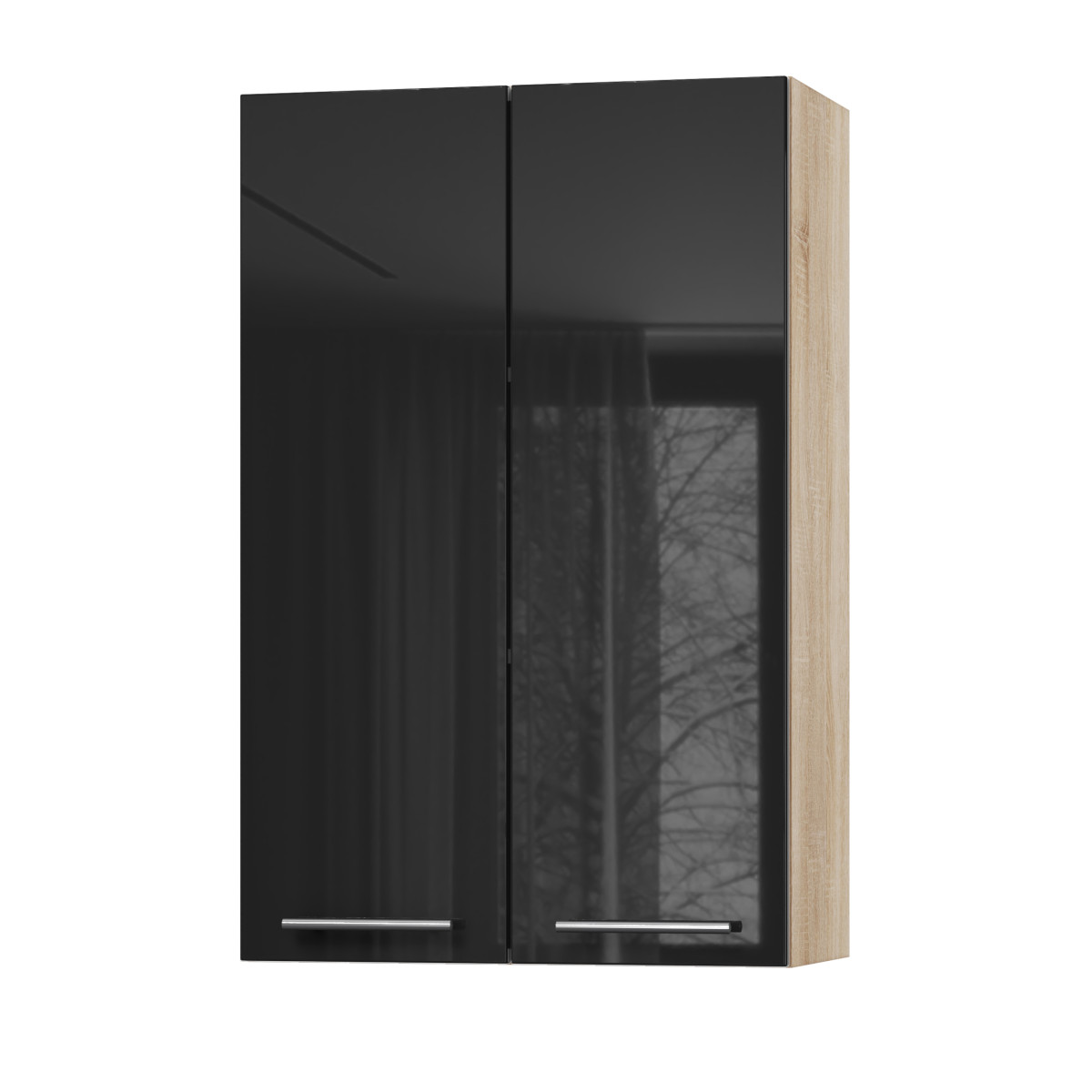 Корпус Стандарт дуб сонома, фасад Стандарт чорний глянець L302 60х93х30