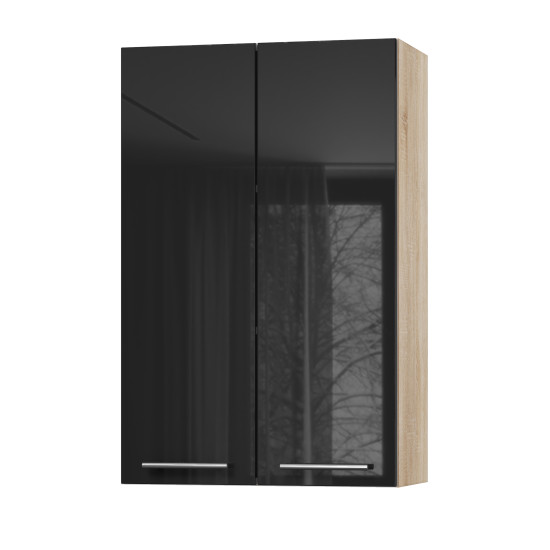 Корпус Стандарт дуб сонома, фасад Стандарт чорний глянець L302 60х93х30