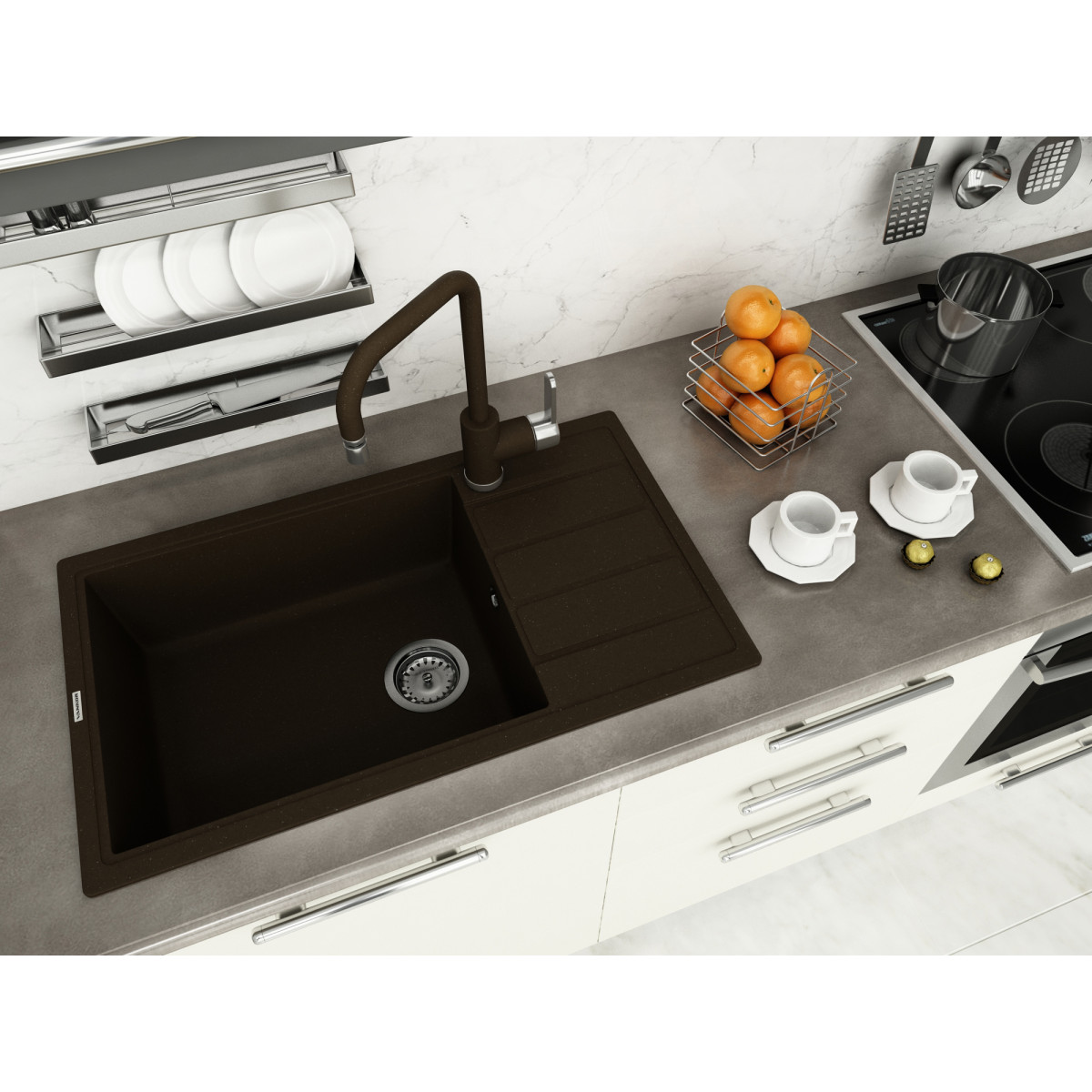 Кухонна мийка VANKOR Easy EMP 02.76 XL Chocolate + сифон VANKOR Кухонна мийка VANKOR Easy EMP 02.76 XL Chocolate + сифон VANKOR