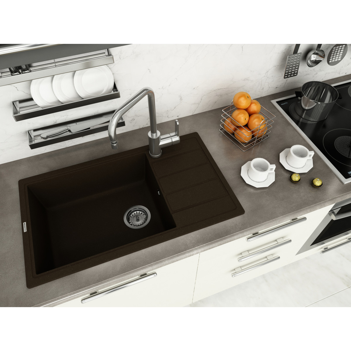 Кухонна мийка VANKOR Easy EMP 02.76 XL Chocolate + сифон VANKOR Кухонна мийка VANKOR Easy EMP 02.76 XL Chocolate + сифон VANKOR