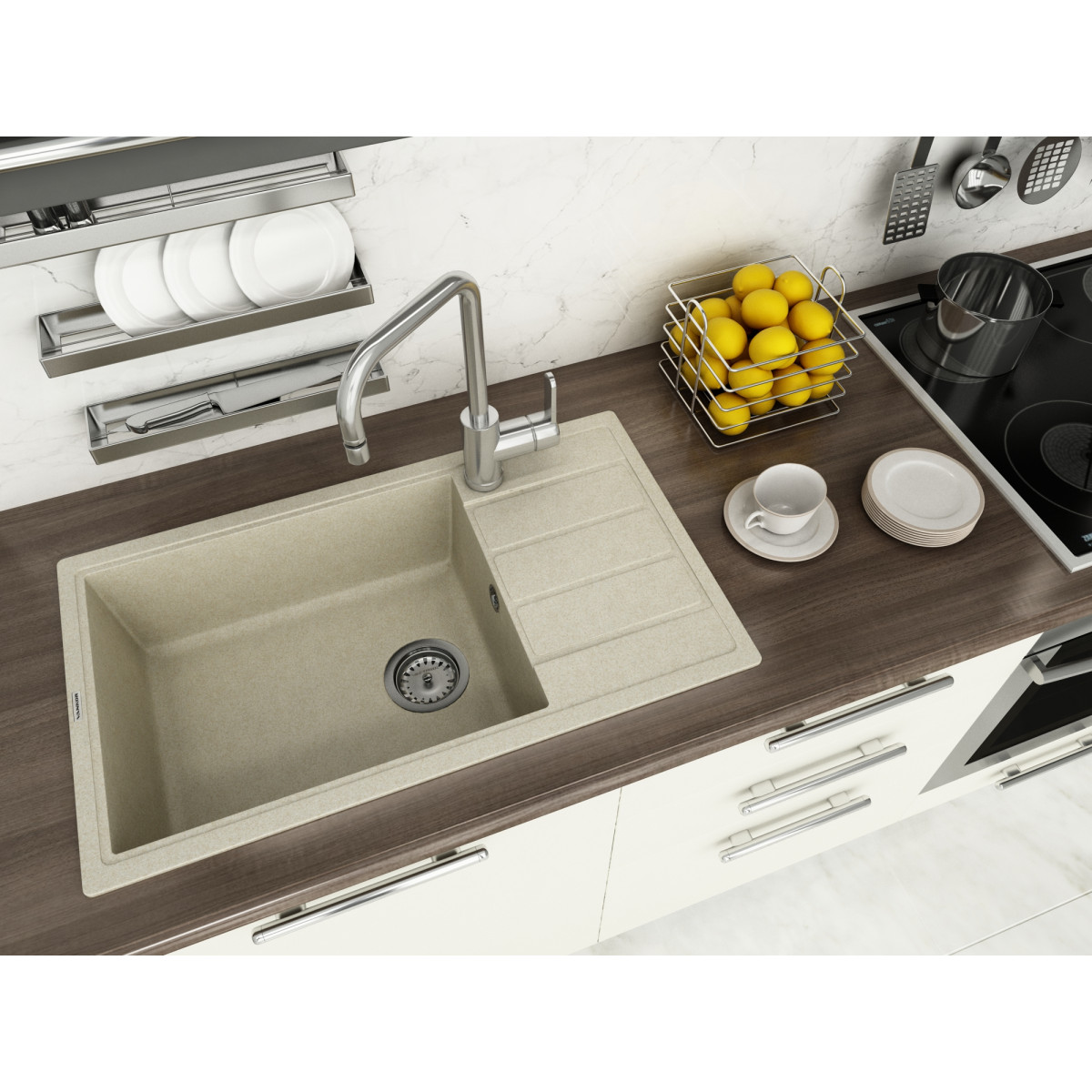 Кухонна мийка VANKOR Easy EMP 02.76 XL Beige + сифон VANKOR Кухонна мийка VANKOR Easy EMP 02.76 XL Beige + сифон VANKOR