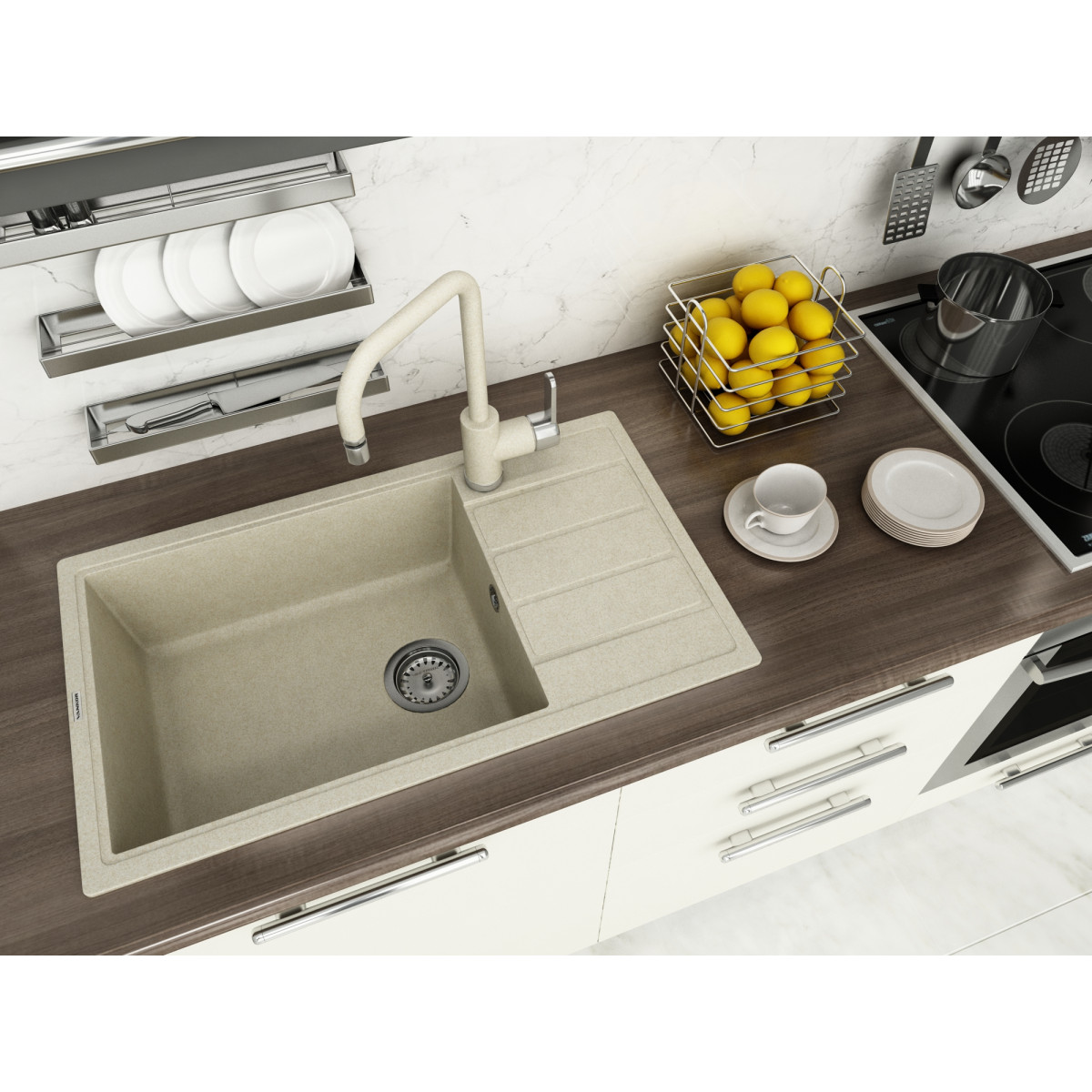 Кухонна мийка VANKOR Easy EMP 02.76 XL Beige + сифон VANKOR Кухонна мийка VANKOR Easy EMP 02.76 XL Beige + сифон VANKOR